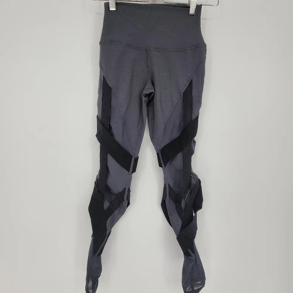 ALO yoga grey black high waisted bandage leggings size xxsmall - Picture 4 of 8